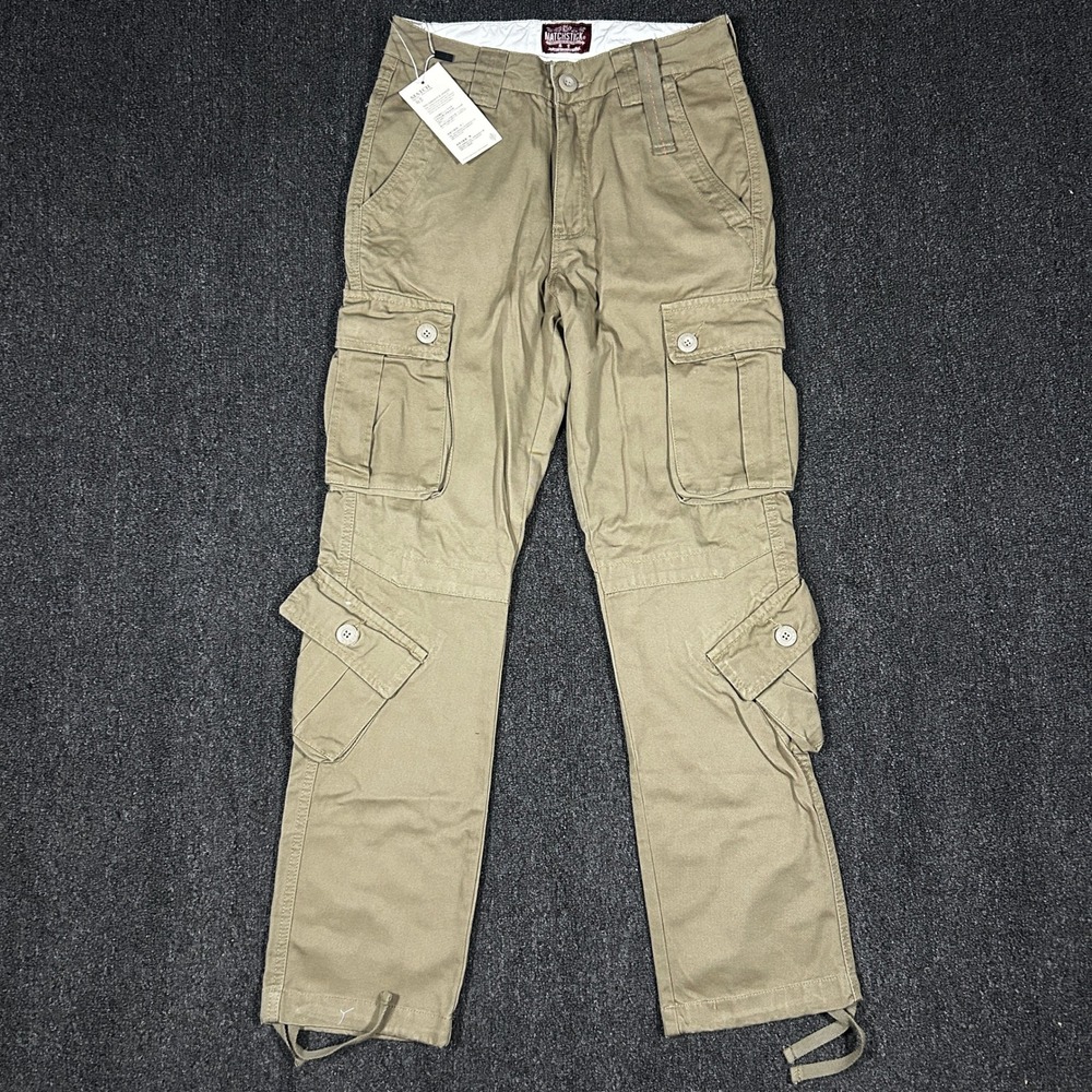 Matchstick Cargo Pants Men 28 Light Khaki NEW Multi Pocket Utility Straight Leg